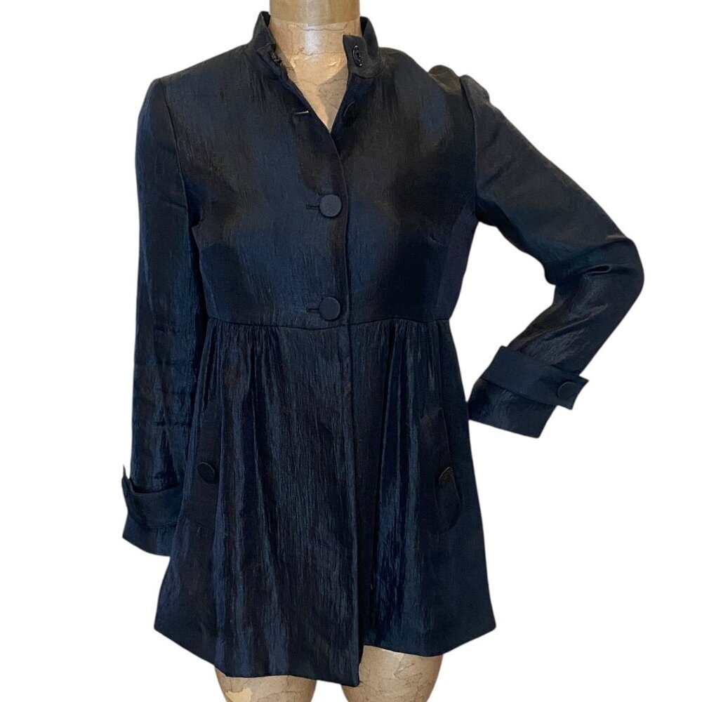 I.N. STUDIO Black Crinkle‎ Rayon Blend Lightweight Dressy Jacket 8P #288i